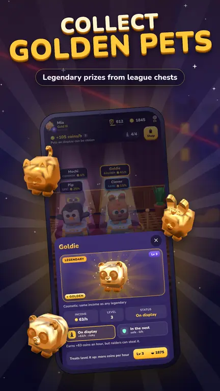 Collect golden pets: the pet card of a golden Legendary pet